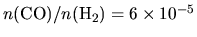 $n({\rm CO})/n({\rm H_2})=6\times 10^{-5}$