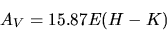 \begin{displaymath}
A_V =15.87 E(H-K)
\end{displaymath}