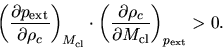 \begin{displaymath}
\left(\frac{\partial p_{\rm ext}}{\partial \rho_c}\right)_{...
...partial \rho_c}{\partial M_{\rm cl}}\right)_{p_{\rm ext}} > 0.
\end{displaymath}