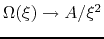 $\Omega(\xi) \rightarrow {A}/{\xi^2}$