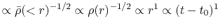 $\propto \bar{\rho}(<r)^{-1/2}\propto \rho(r)^{-1/2}\propto r^1\propto (t-t_0)^1$