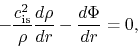 \begin{displaymath}
-\frac{c_{\rm is}^2}{\rho}\frac{d \rho}{d r}-\frac{d \Phi}{d r}=0,
\end{displaymath}